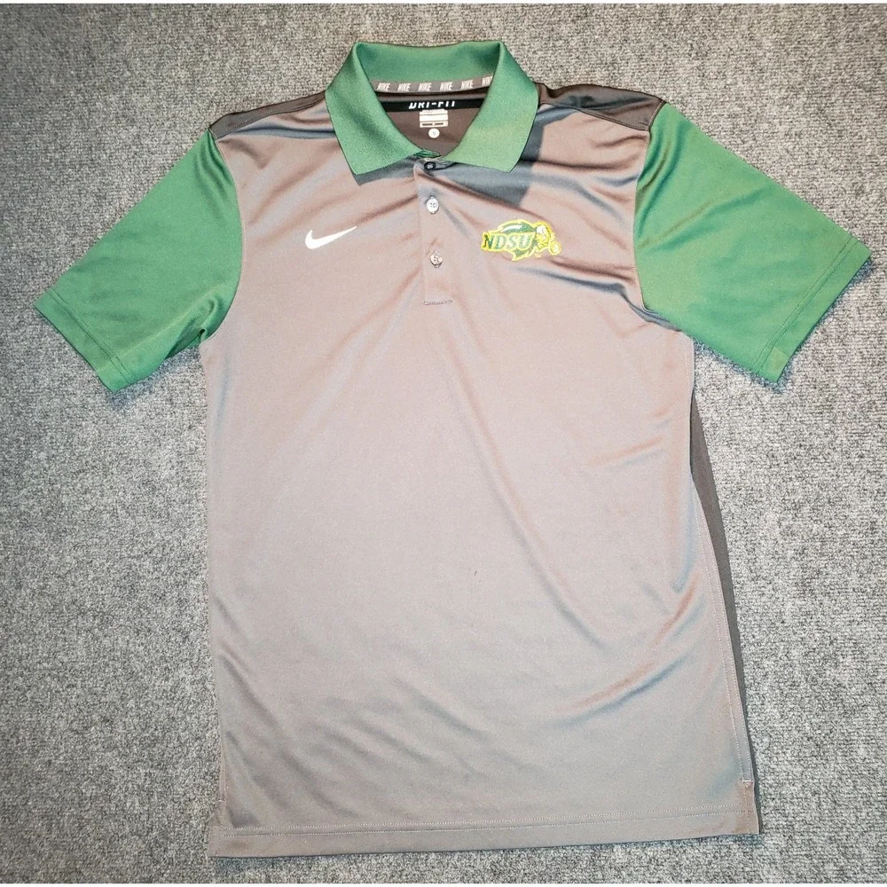 NDSU Nike Dri Fit Polo Shirt Gray Mens Small North Dakota